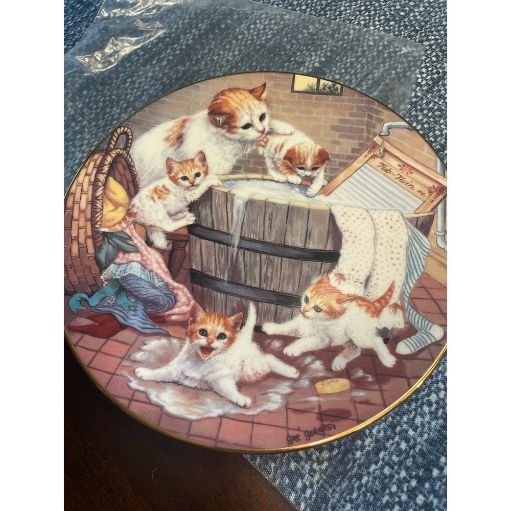 Vintage All Washed Up Gre Gerardi Country Kitties Hamilton Collection 1988 plate